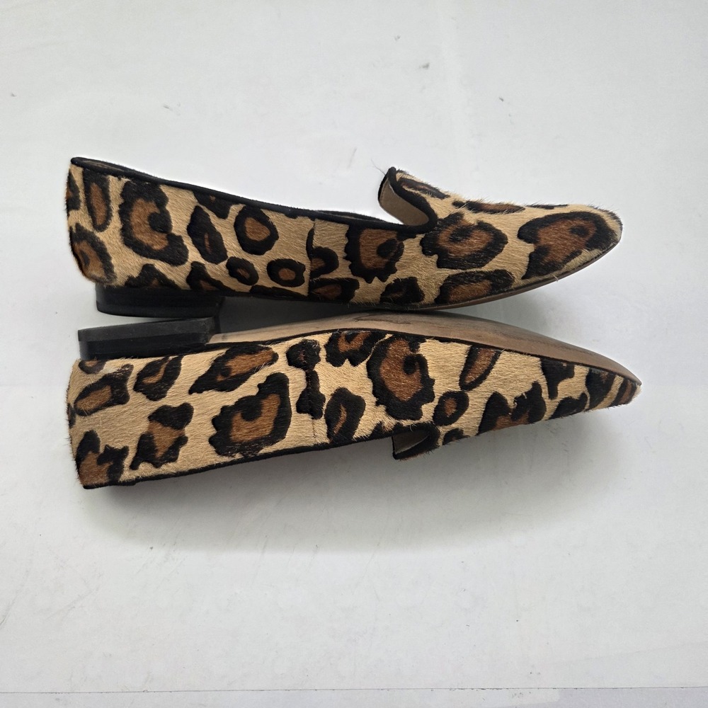 Sam Edelman Loafers Womens 6 M Leopard Calf Hair Smoking Flats Slip On Leather - Picture 7 of 10